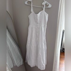 Urban Outfitters White Midi Dress with Button Detail